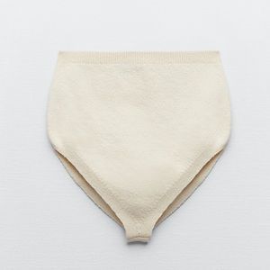 ZARA Ecru High Waist Boucle Effect Knit Briefs